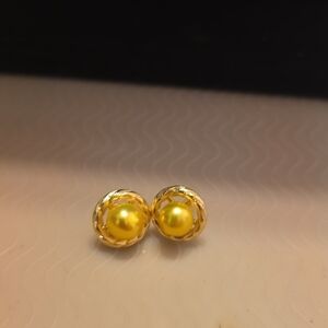 Elegant Gold Pearl Stud Earrings